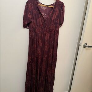 Quince Deep Red Floral Maxi Dress